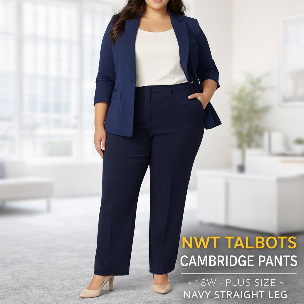 Talbots Cambridge Pant new women’s sz 18W Navy Straight Leg Career Stretch comfy